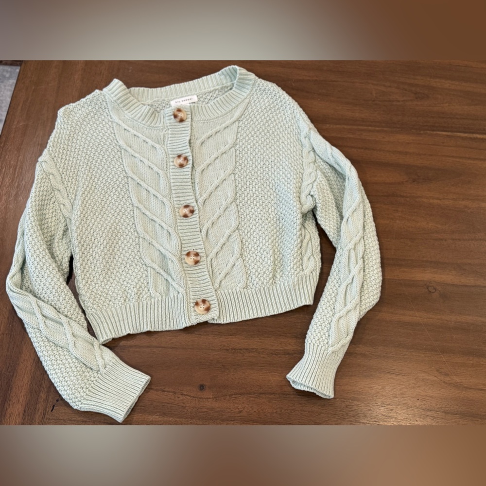 BLU Pepper Sage Green Cardigan Sweater Size Medium - Picture 6 of 7